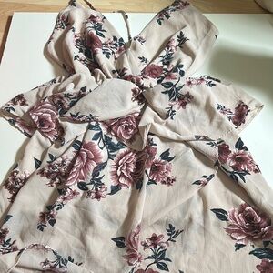 Floral Print Dress with Pink and Black Accents, backless